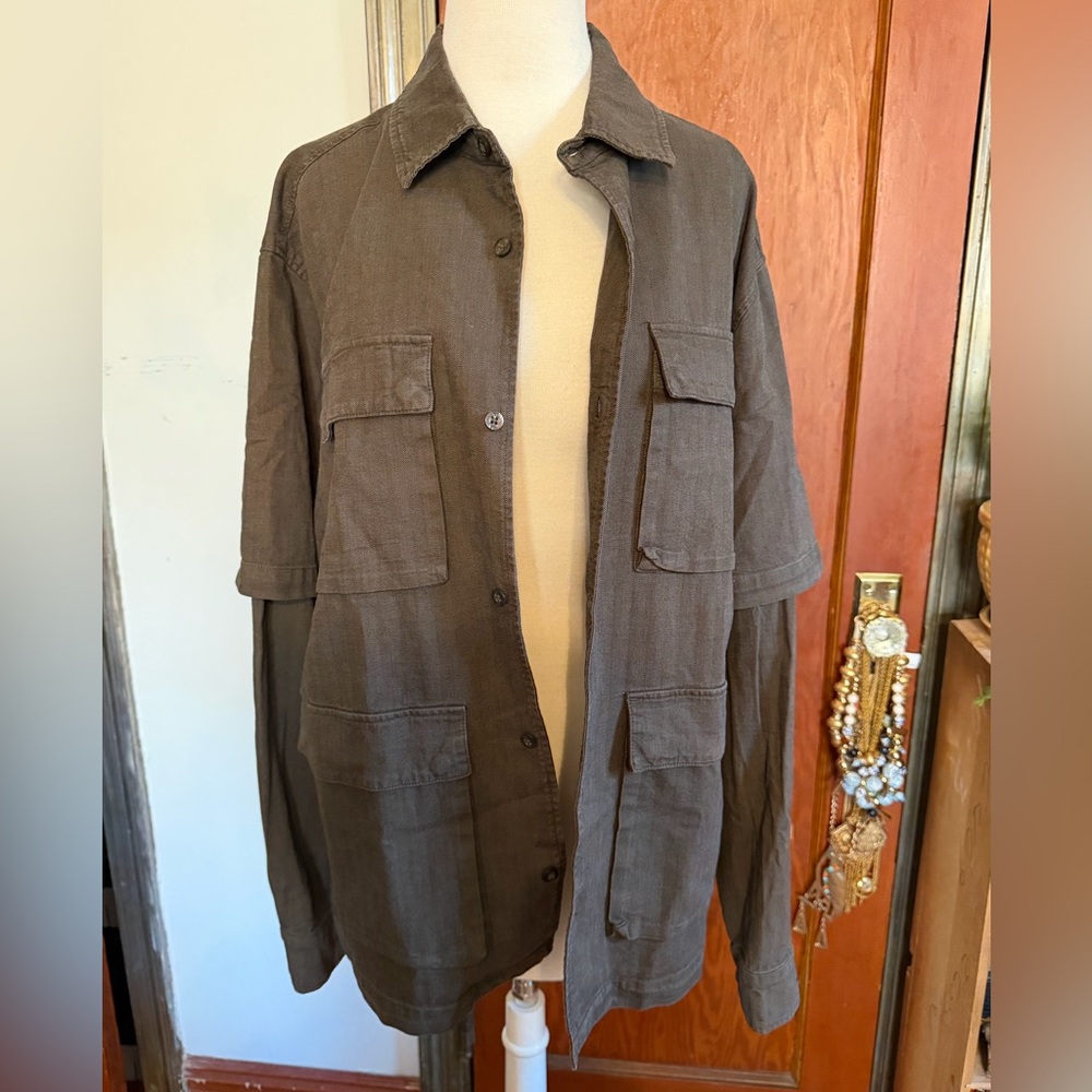 KITH Oversized Twill 2 In 1 Button Jacket Shirt Size Medium